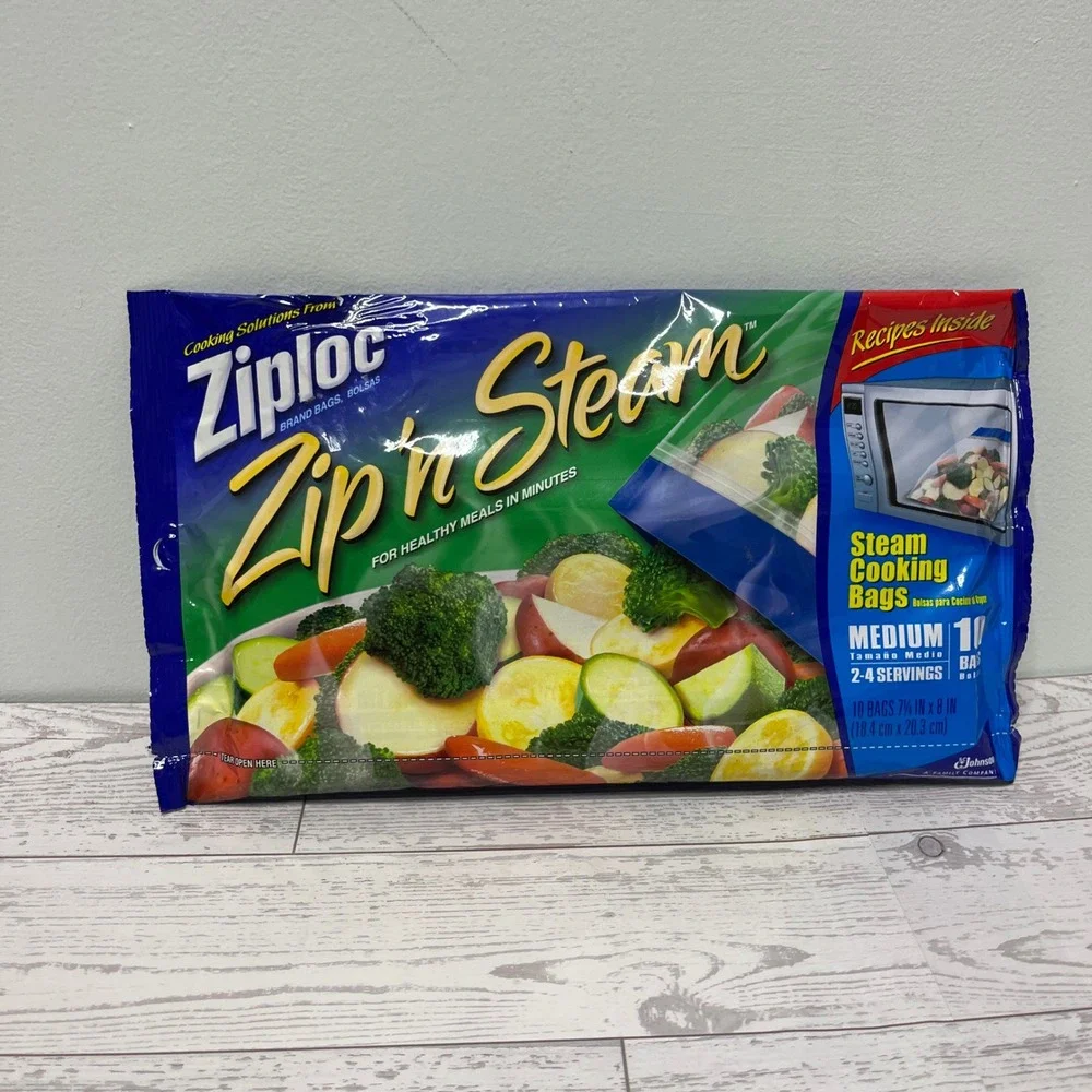 Ziploc Zip n Steam‎ Medium Steam Cooking Bags 10 Count VTG NOS